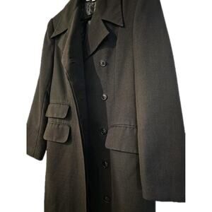 Women's Black Dress Coat Size 8 Medium 51" Length Polyester Blend Ukraine